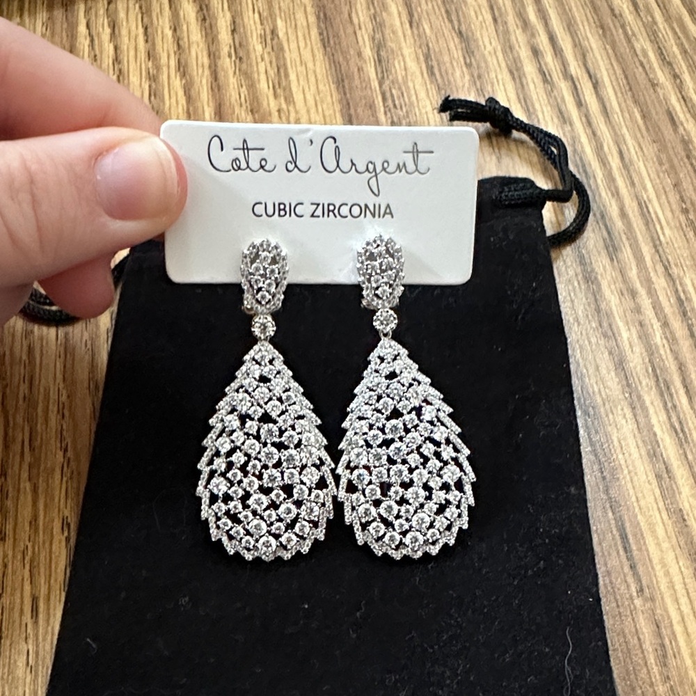 Brand New Never Worn Silver Cubic Zirconia Earrings - Picture 2 of 5